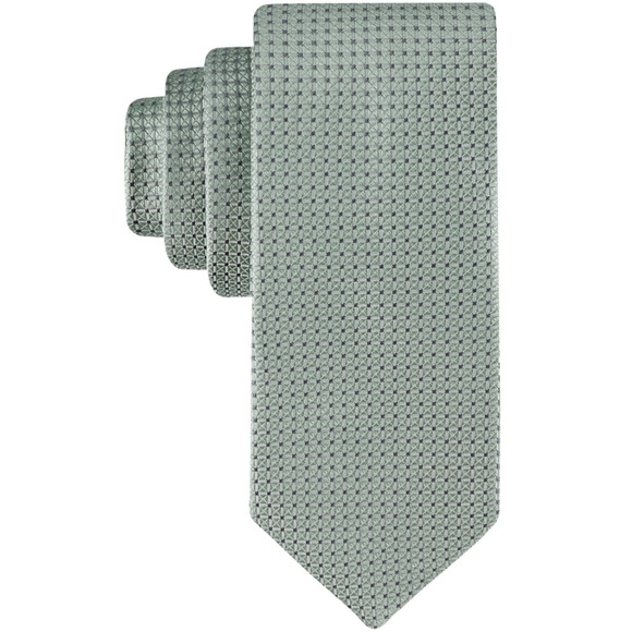 Calvin Klein Men Sabrina Micro-Grid Tie Green - Picture 1 of 2